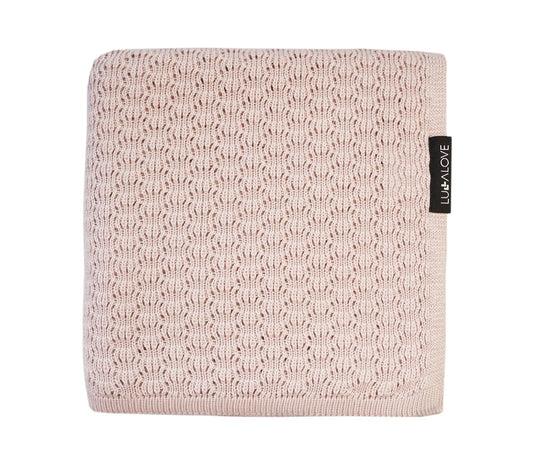 Light cellular bamboo baby blanket - Dusty pink