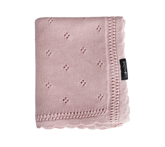 Soft cellular bamboo baby blanket - Powder Pink - Daisy