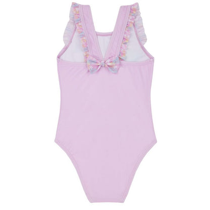 Baby Girls Frill Flamingo Print Swimsuit