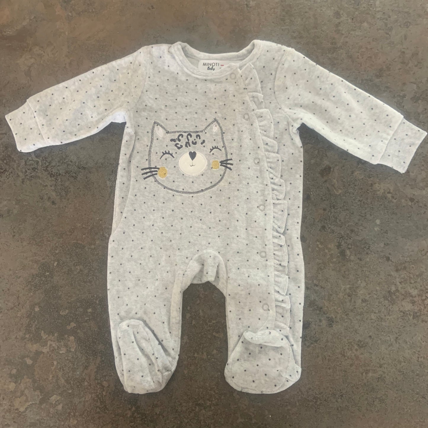 Polka Dot Velour Sleepsuit